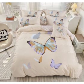   Aisha lila bézs nagy pillangos ágynemű garnitura 3 részes