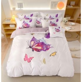   Aisha lila fehér nagy pillangos ágynemű garnitura 3 részes