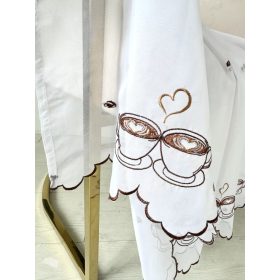        Alíz konyhai vitrázs voile hímzett cappucino kávés 140x200cm