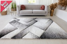 California 3D Luxury 716 (Gray-White) 5cm Shaggy szőnyeg 80x150cm Szürke
