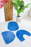   Carolina Fürdőszoba szőnyeg teljes ovális kék 3 részes szett