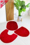   Carolina Fürdőszoba szőnyeg teljes ovális Piros 3 részes szett