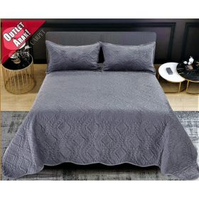   Firenze -Velur  Sötét szürke ágytakaró szett 3db-os 220x240cm / 54x75cm párna huzat 2db