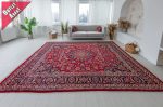   Kézi csomózású perzsa Mashad bordó kékes szőnyeg 330x240cm