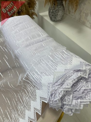 Jacquard fehér pálcás mintás 60cm magas vitrázs függöny