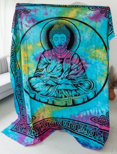 Latika Indiai Buddha pamut multi türkiz ágytakaró 205x230cm