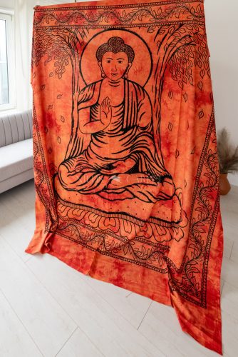 Latika Indiai Buddha pamut narancs ágytakaró 205x230cm