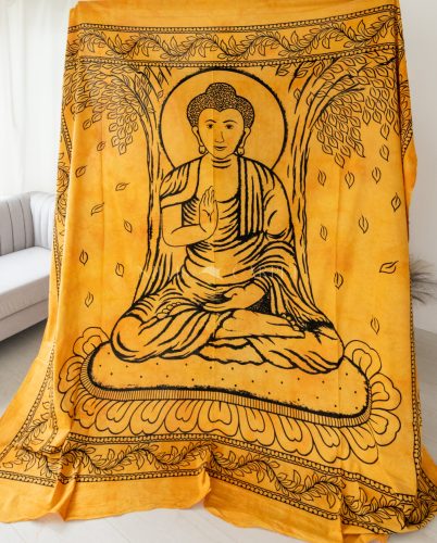 Latika Indiai Buddha pamut sárga ágytakaró 205x230cm