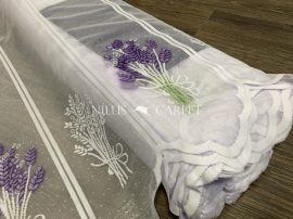 Levendula lila jacquard mintás  60cm magas vitrázs függöny