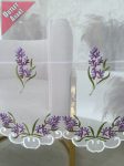     Levendulás lila virágos Voile himzett kész vitrás függöny 45x150cm