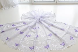    Kész függöny fehér lila lepkés 300x180cm