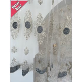   Exkluzív Barokk Mozart Kész függöny törtfeher barsony szürke 400x150cm