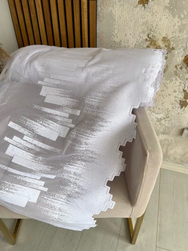  Parkettás fehér jacquard 60cm magas vitrázs függöny