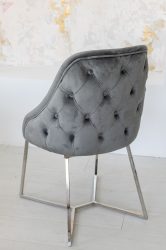            Prémium bársony ebédlő szék exkluzív titán ezüst lábbal szürke