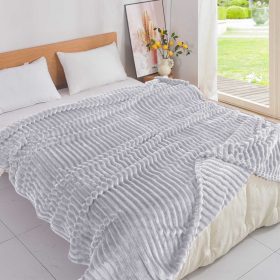              Sherpa Puha csíkos Világos szürke ágytakaró/pléd 150x200cm