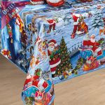     Viaszos vászon asztalterítő karácsonyi Éjszakai Mikulás 200x140cm