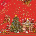    Viaszos vászon asztalterítő karácsonyi piros Mikulás 100x140cm