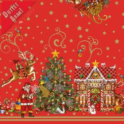  Viaszos vászon asztalterítő karácsonyi piros Mikulás 200x140cm