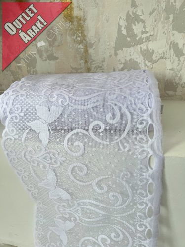 Pillangós fehér Jacquard 40cm magas vitrázs függöny