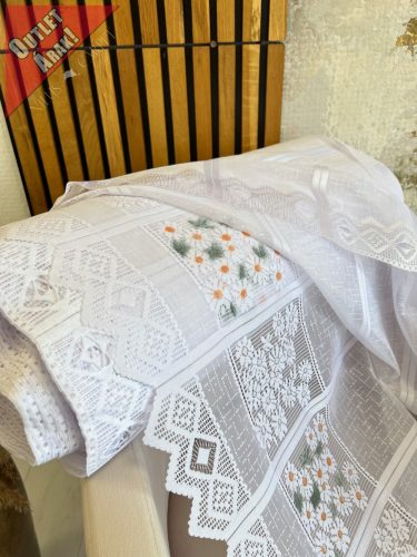  Margarétás sárga Jacquard 45cm magas vitrázs függöny