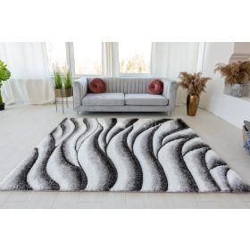  California 3D Luxury 503 (White-Gray) hullámos 5cm Shaggy futószőnyeg 60x220cm Szürke