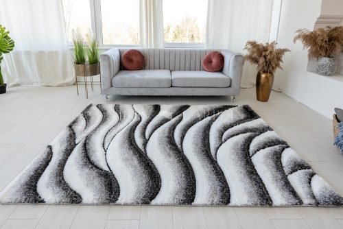 California 3D Luxury 503 (White-Gray) hullámos 5cm Shaggy futószőnyeg 60x220cm Szürke