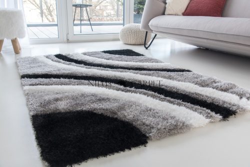 California 3D Luxury 305 (Grey-Black) 5cm Shaggy futószőnyeg 60x220cm Szürke-Fekete