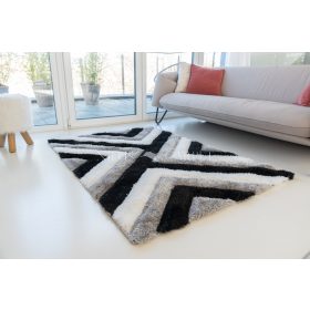   California 3D Luxury 321 (Gray-Black) 5cm Shaggy futószőnyeg 60x220cm Szürke-Fekete