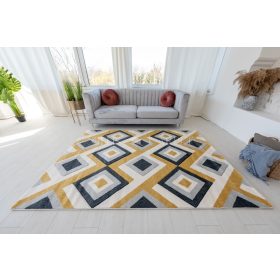   Charlotte 2404 (Mustar-Gray-Blue) futószőnyeg 80x250cm Sárga-Kék-Szürke