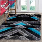                          Luxury 3D 2312 (Grey-Turkiz) shaggy szőnyeg 60x110cm Szürke-Kék