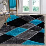                            Luxury 3D 6166 (Grey-Turkiz) shaggy szőnyeg 60x110cm Szürke-Kék