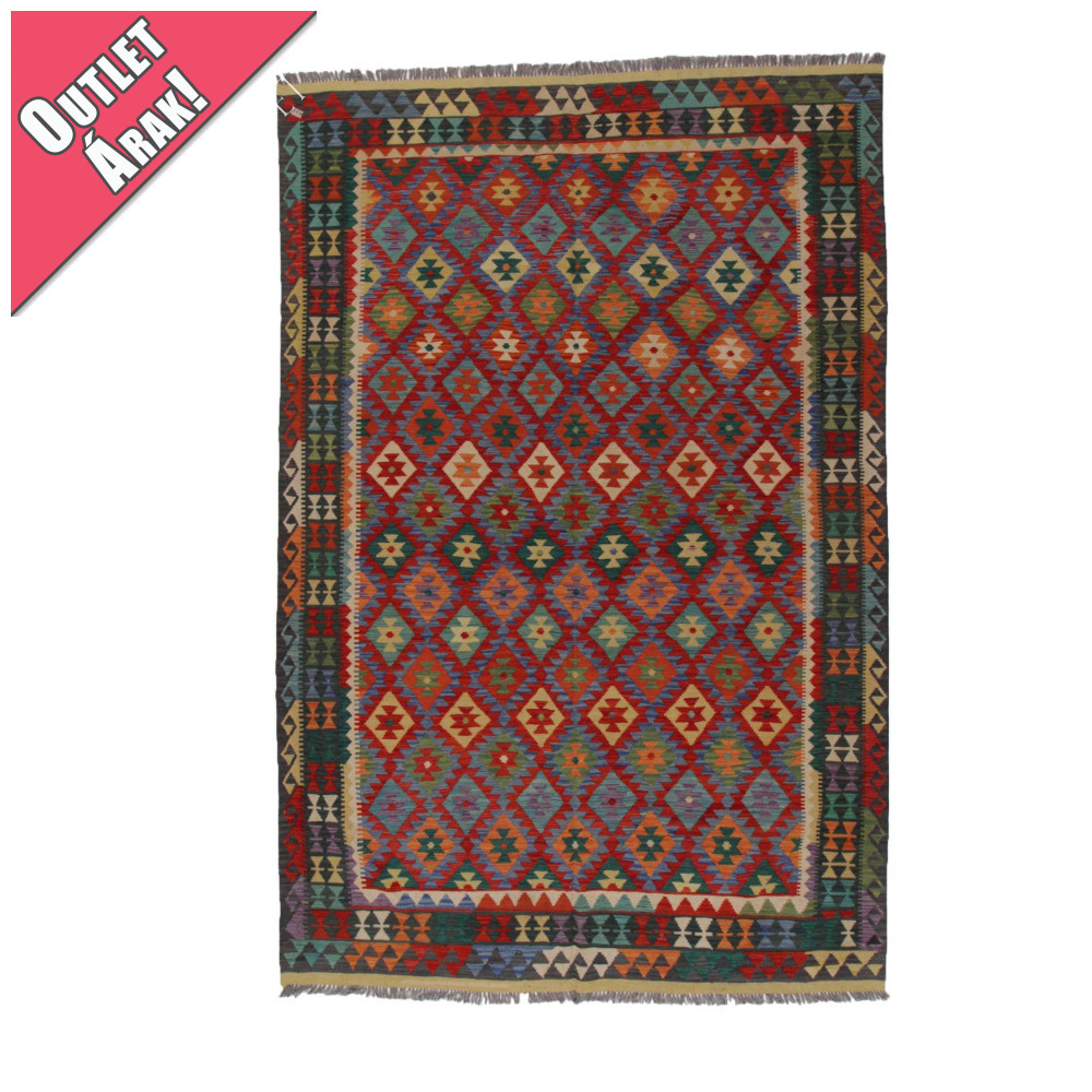 Chobi afgán kézi szövésű gyapjú kilim szőnyeg 201x298cm