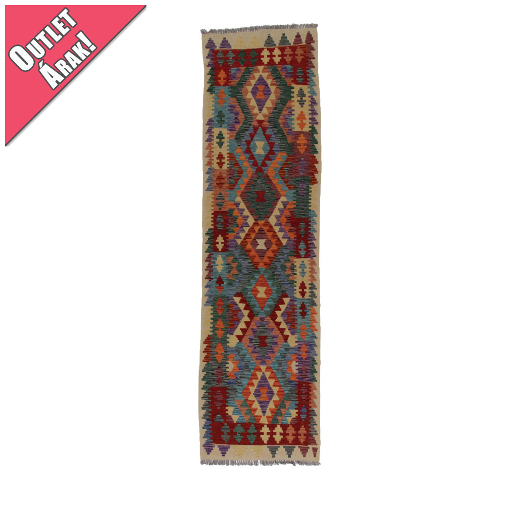Chobi afgán kézi szövésű gyapjú kilim szőnyeg 79x294cm